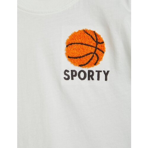 Mini Rodini Wit t-shirt met geborduurde basketbal