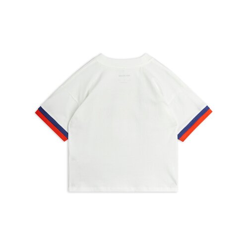 Mini Rodini Wit t-shirt met super sporty opdruk en strepen