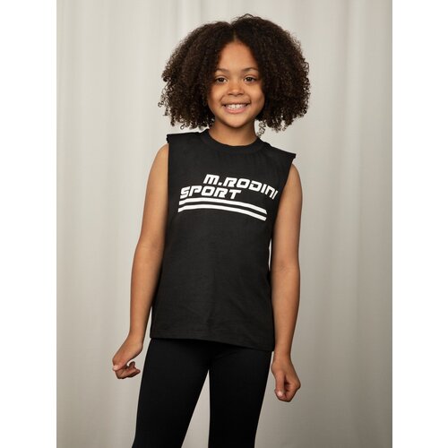 Mini Rodini Zwarte tank top met sport opdruk