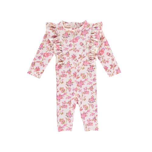 Louise Misha UV jumpsuit met lange mouw en pijpen in bloemenprint