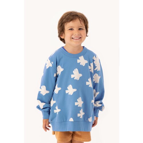 Tinycottons Blauwe sweater met duiven print