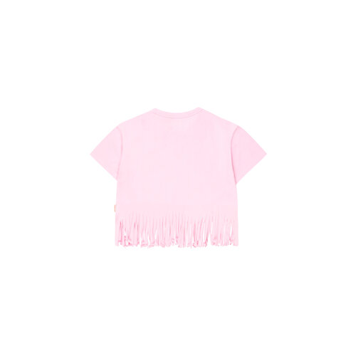 Tinycottons Roze t-shirt met franjes en opdruk