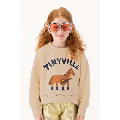 Tinycottons Crème kleurige sweater met paard opdruk