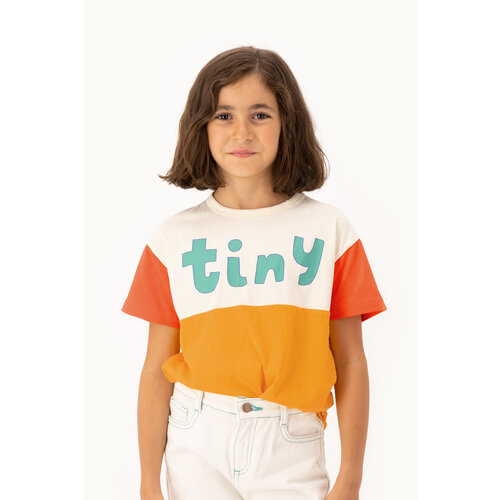 Tinycottons Color block t-shirt met logo opdruk