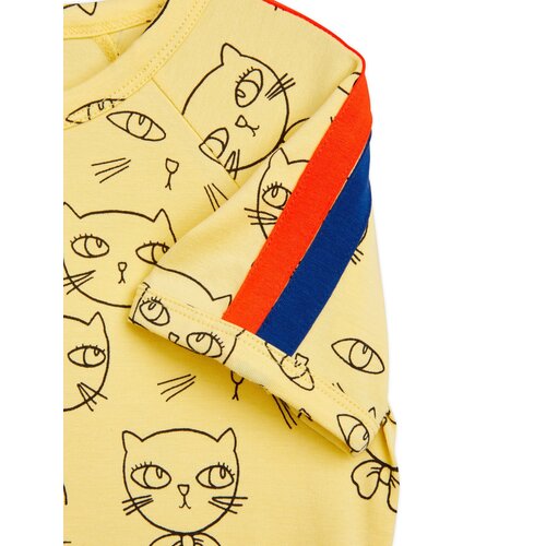 Mini Rodini Geel t-shirt met katten opdruk