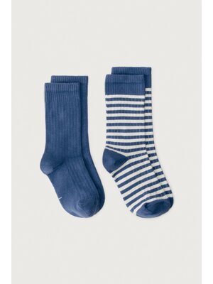 Gray label Ribbed socks 2-pack Blue Moon / Cream