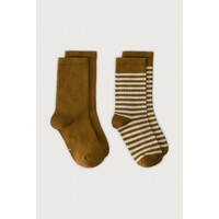 Ribbed socks 2-pack Peanut / Cream