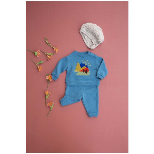 Louise Misha Blauw baby fleece sweatshirt met borduur opdruk