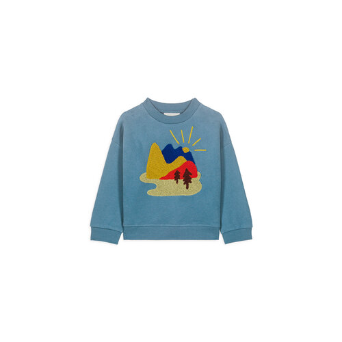 Louise Misha Blauw fleece sweatshirt met borduur opdruk