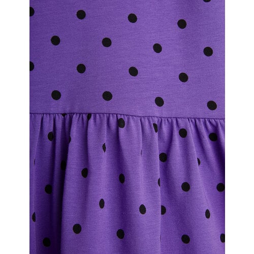 Mini Rodini Paarse jurk met lange mouwen met polka dot