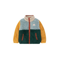 Color Block Polar Sherpa Jacket Warm Grey Bottel Green