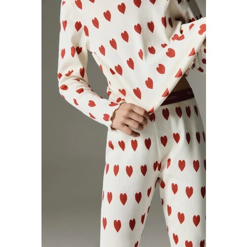 the new society Legging met hartjes print en elastische band