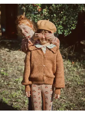 Emile & ida Ruffled Collar Cardigan Choco Lurex