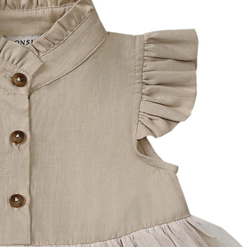 Donsje Mouwloos zomerjurkje met tule rok Donsje Mouwloos zomerjurkje met tule rok