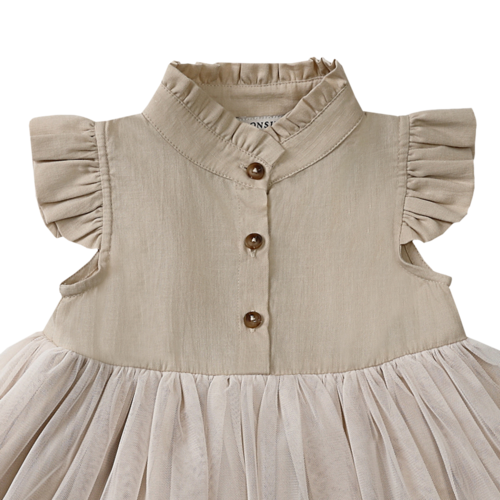 Donsje Mouwloos zomerjurkje met tule rok Donsje Mouwloos zomerjurkje met tule rok