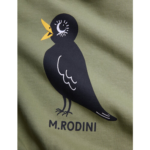 Mini Rodini Groene trui met vogel opdruk
