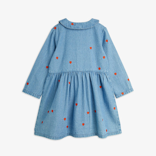 Mini Rodini Denim jurkje met geborduurde hartjes Mini Rodini Denim jurkje met geborduurde hartjes