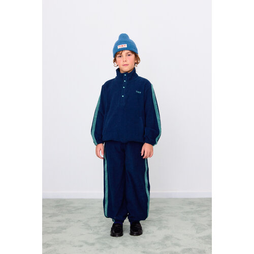 Tinycottons Blauwe jogger met groene streep