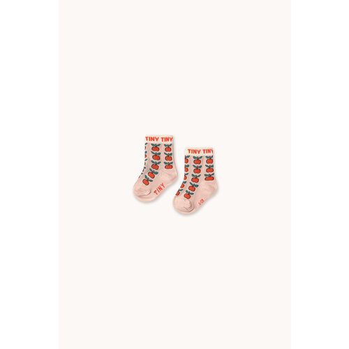 Tinycottons Vrolijke roze baby sokjes met appeltjes