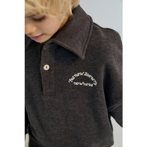 the new society Polo sweater in donker grijs