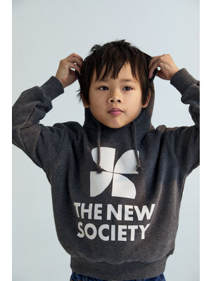 the new society TNS Logo Hood Sweatshirt Galactic Grey Melange