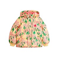 Alpine Flowers Hooded Puffer Jacket Yellow