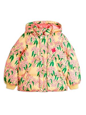 Mini Rodini Alpine Flowers Hooded Puffer Jacket Yellow