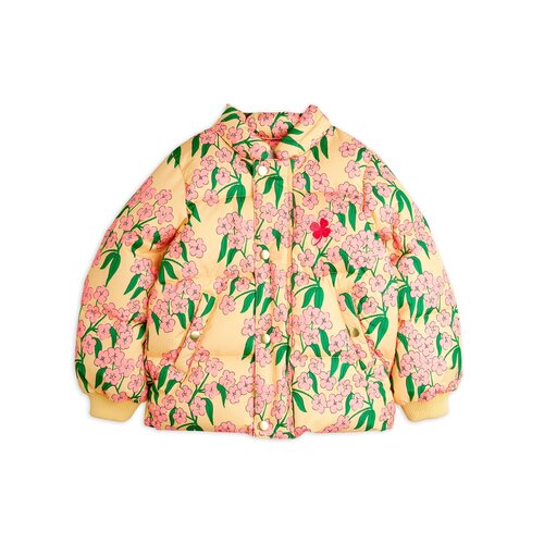 Mini Rodini Gele puffer winterjas met bloemenprint