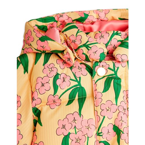 Mini Rodini Gele puffer winterjas met bloemenprint