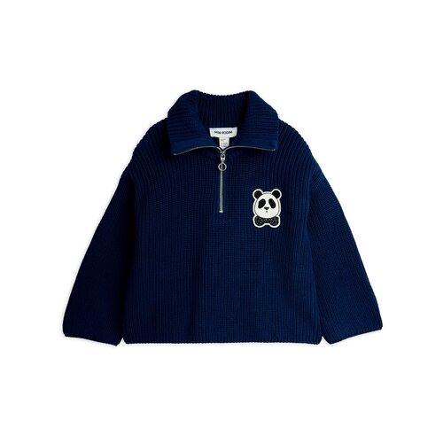 Mini Rodini Donker blauw gebreide trui met rits Mini Rodini Donker blauw gebreide trui met rits