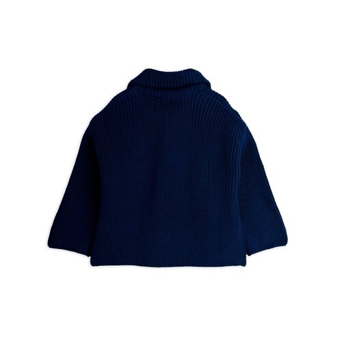 Mini Rodini Donker blauw gebreide trui met rits Mini Rodini Donker blauw gebreide trui met rits