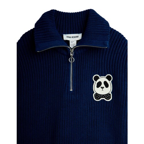 Mini Rodini Donker blauw gebreide trui met rits Mini Rodini Donker blauw gebreide trui met rits