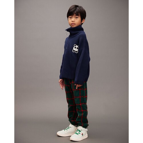 Mini Rodini Donker blauw gebreide trui met rits Mini Rodini Donker blauw gebreide trui met rits