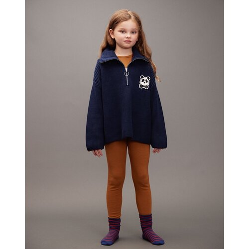 Mini Rodini Donker blauw gebreide trui met rits Mini Rodini Donker blauw gebreide trui met rits