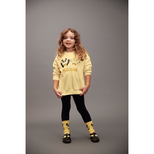 Mini Rodini Gele trui met panda & kat opdruk