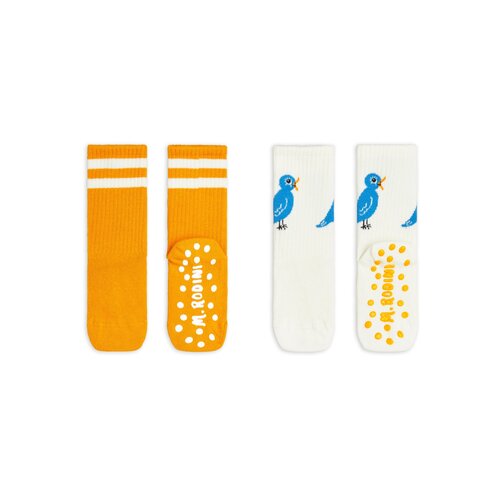 Mini Rodini Multi pack antislip sokken in oranje en wit Mini Rodini Multi pack antislip sokken in oranje en wit