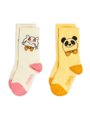 Mini Rodini Cat & Panda 2-Pack Socks Multi