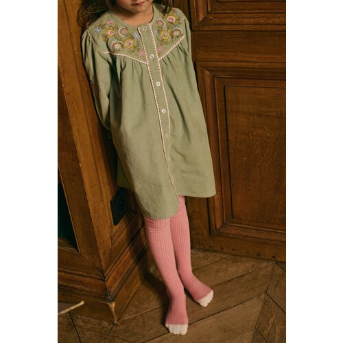 Louise Misha Licht groen corduroy jurkje