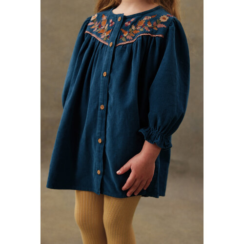 Louise Misha Donker blauw corduroy jurkje