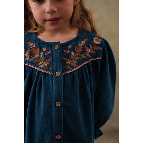 Louise Misha Donker blauw corduroy jurkje