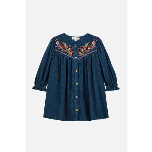 Louise Misha Donker blauw corduroy jurkje