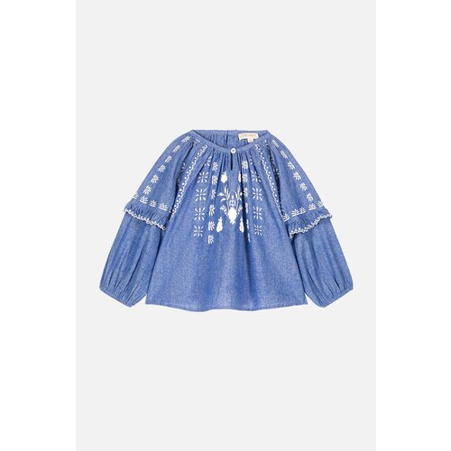 Louise Misha Blauwe blouse met lange mouwen