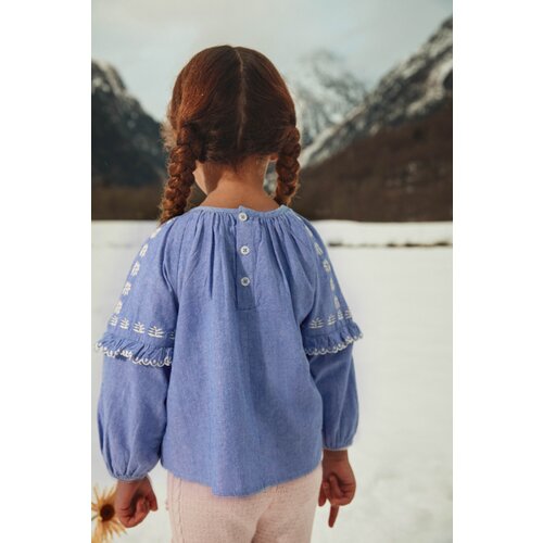 Louise Misha Blauwe blouse met lange mouwen
