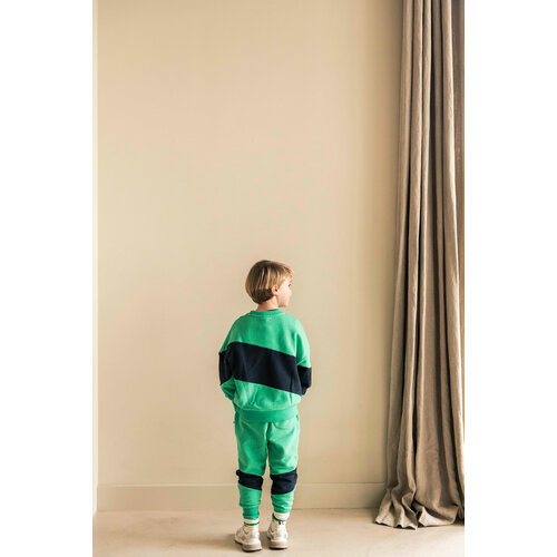 JENEST Groene trui met contrasterende streep JENEST Groene trui met contrasterende streep