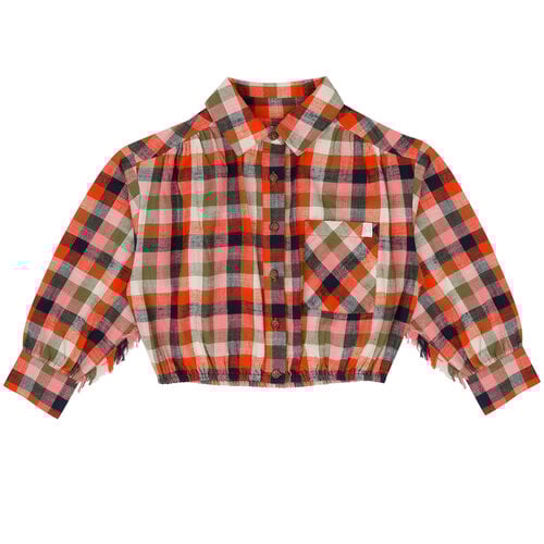 JENEST Rif Blouse Orange Multi Check JENEST Rif Blouse Orange Multi Check