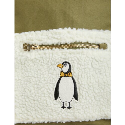 Mini Rodini Groene rugtas met pinguïn patch