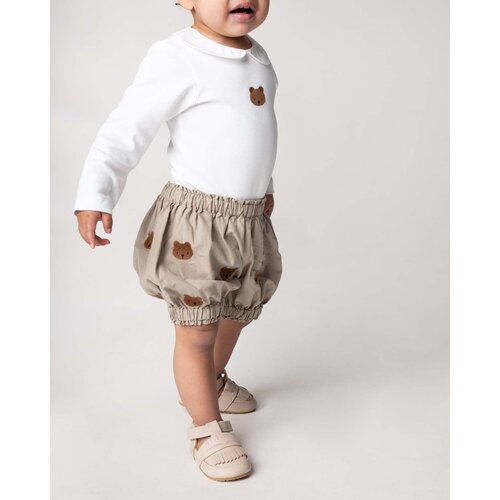 Donsje Romper met lange mouw, kraagje en beer Donsje Romper met lange mouw, kraagje en beer