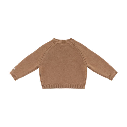 Donsje Merino wollen bruine trui met konijntje Donsje Merino wollen bruine trui met konijntje