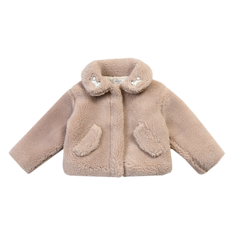 Donsje Baby jasje met konijntjes op de kraag Donsje Baby jasje met konijntjes op de kraag