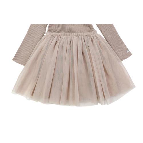 Donsje Jurk met tulle rok in roze kleur Donsje Jurk met tulle rok in roze kleur